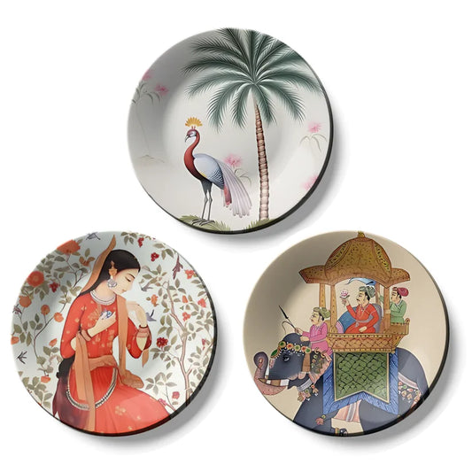 Set of 3 Assorted Nature and Culture Wall Plates Decor