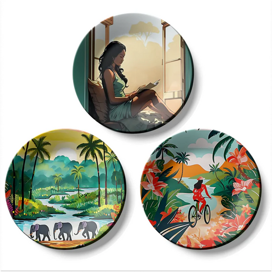 Set of 3 Assorted Theme Wall Plates Decor