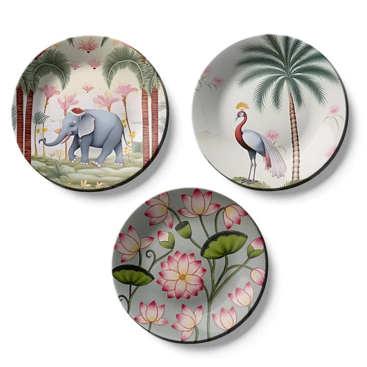 Set of 3 Nature Wall Plates Home Decor