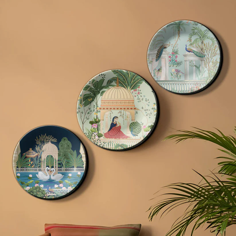 Set of 3 Royal Garden Wall Plates Decor