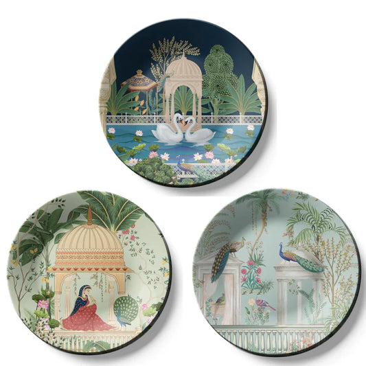 Set of 3 Royal Garden Wall Plates Decor