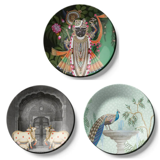 Set of 3 Shrinath Ji Wall Plates Decor