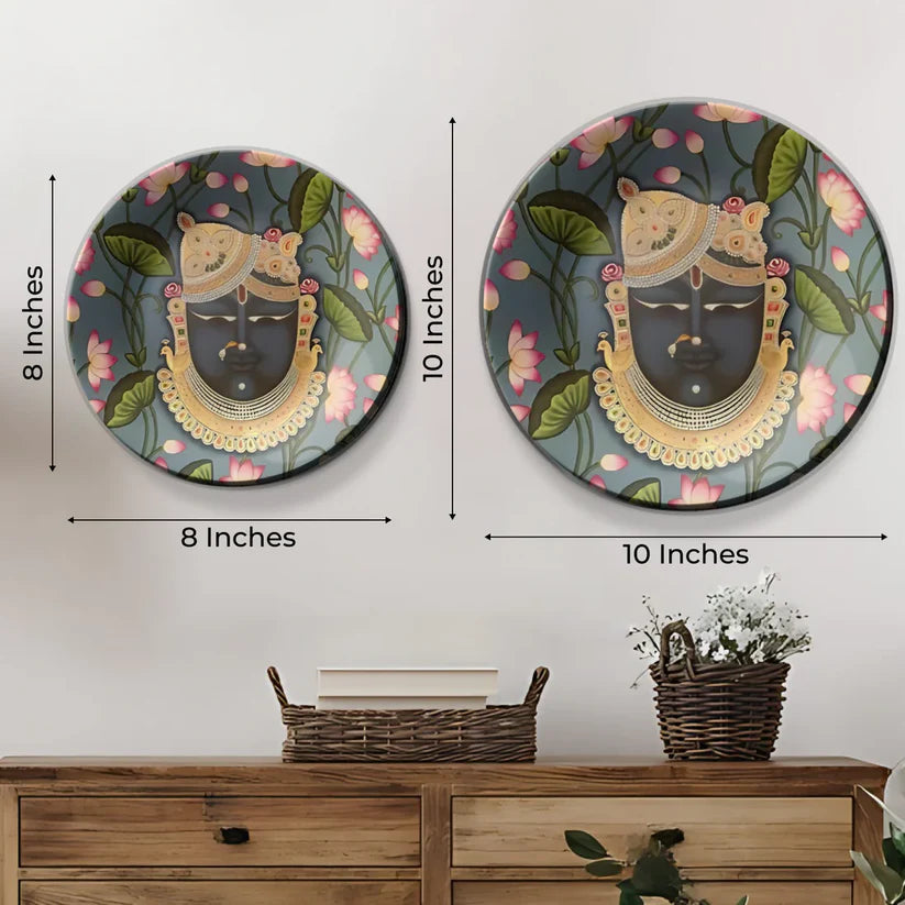 Shrinath Ji and Pink Lotus Wall Plate Home Decor