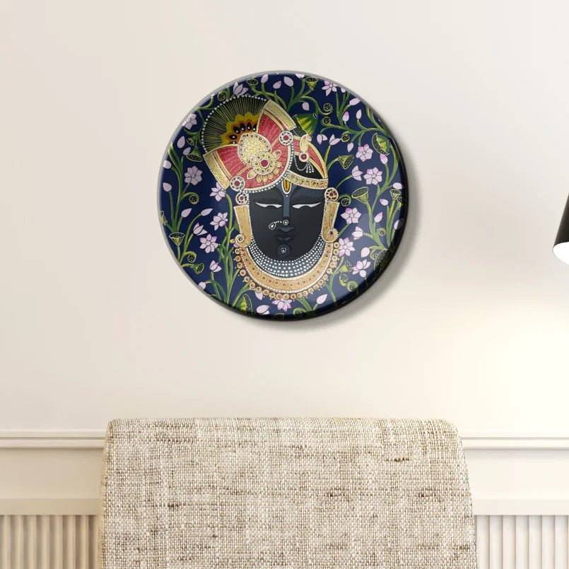 Shrinath Ji Blue and Pink Wall Plate Home Decor