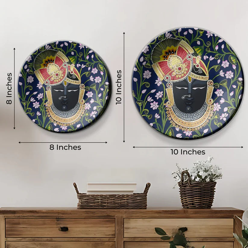 Shrinath Ji Blue and Pink Wall Plate Home Decor