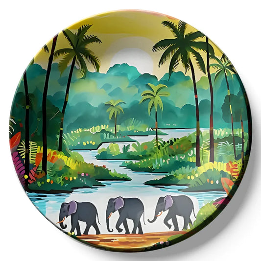 Udawalawe National Park Ceramic Wall Plate Home Decor