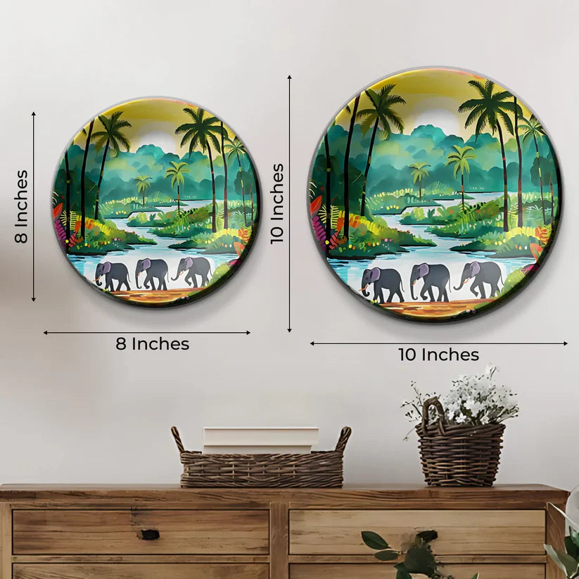 Udawalawe National Park Ceramic Wall Plate Home Decor