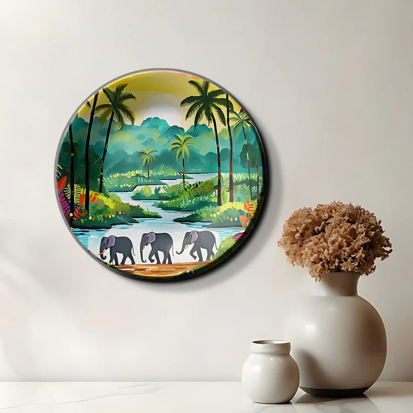 Udawalawe National Park Ceramic Wall Plate Home Decor