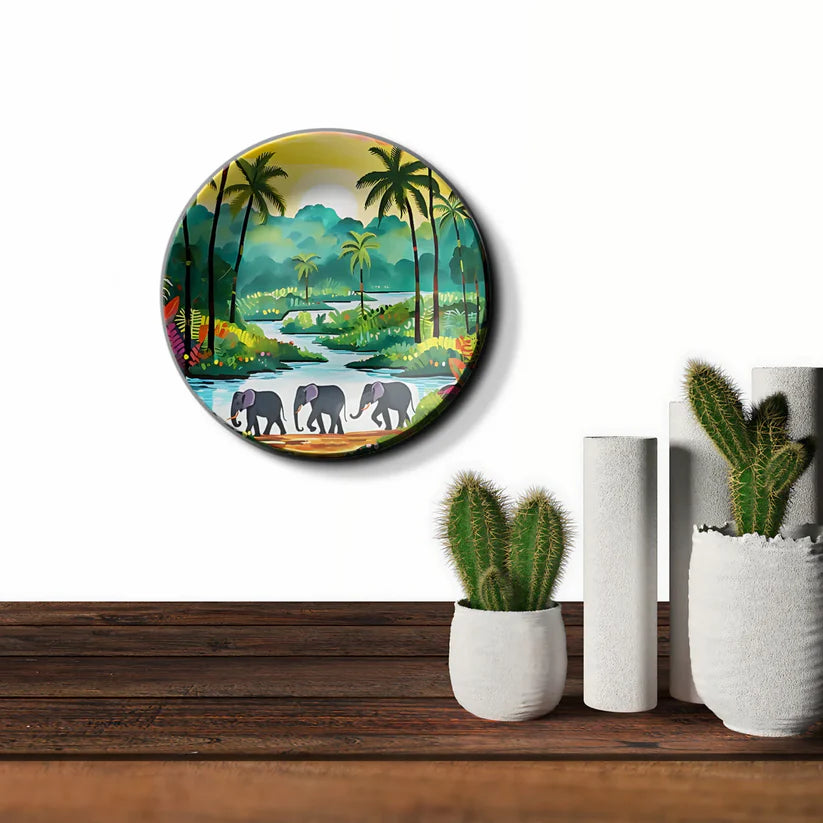 Udawalawe National Park Ceramic Wall Plate Home Decor