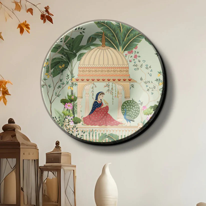 Woman Sitting in Cabana Ceramic Wall Plate Home Decor