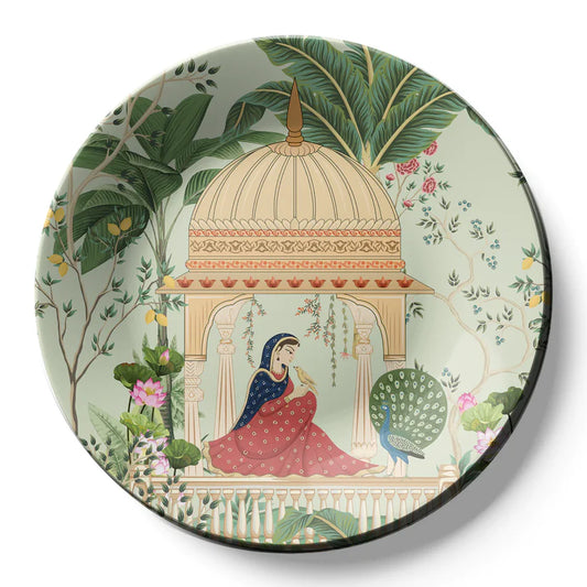 Woman Sitting in Cabana Ceramic Wall Plate Home Decor