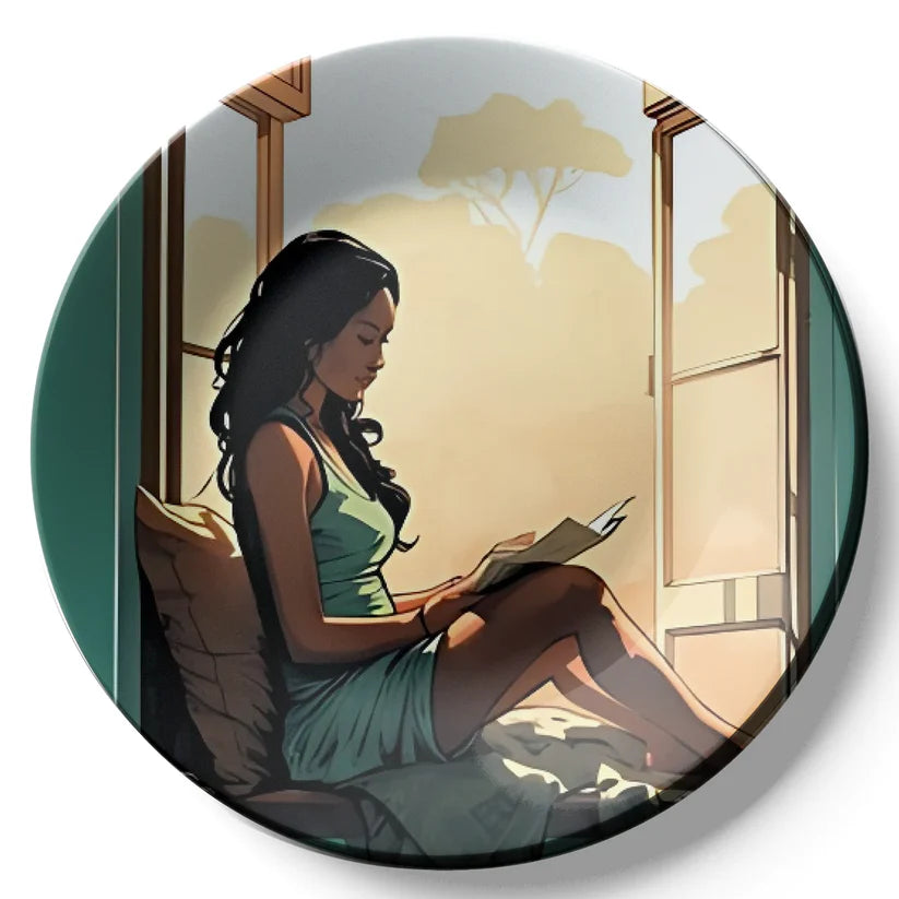 Women Reading Near Window Story Wall Plate Home Decor