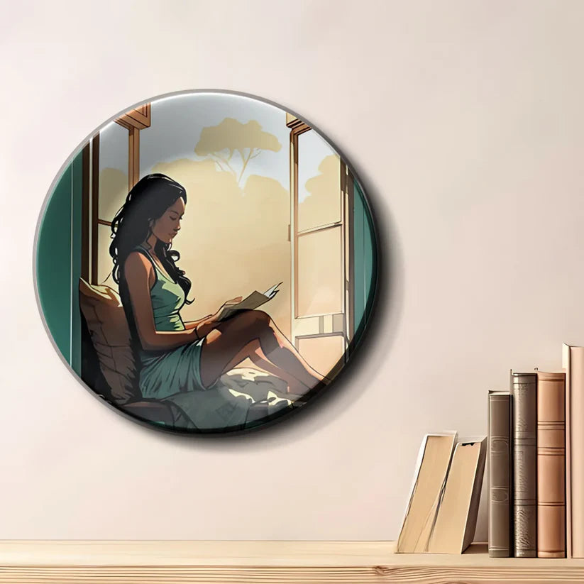 Women Reading Near Window Story Wall Plate Home Decor