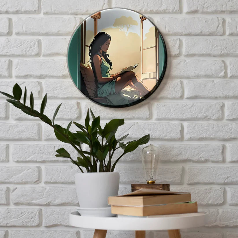 Women Reading Near Window Story Wall Plate Home Decor