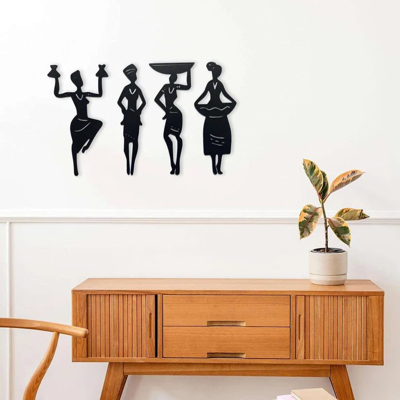 3D 4 Pieces Tribal Women Art Panel Frame