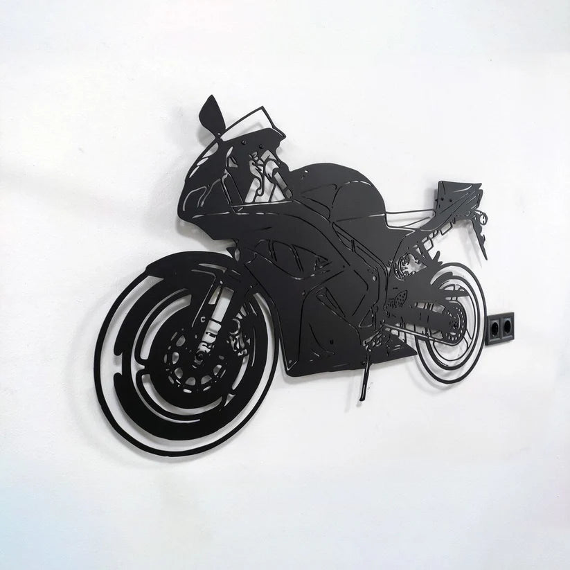 Racing Motorcycle Themed Black Wall Decor