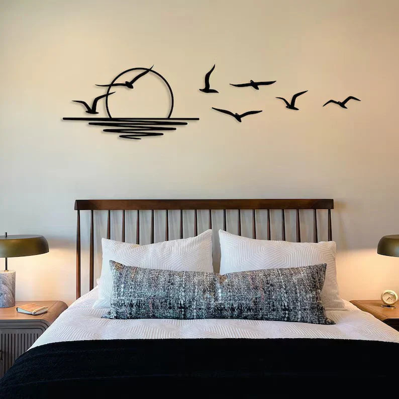 Seagulls at Sunrise Coastal Wood Wall Decor