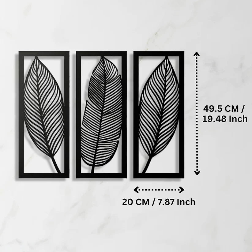 Wooden 3 Pieces Leaf Wall Art Panel Frame