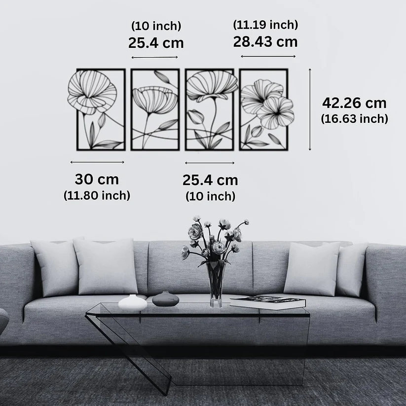 UNLEASHING UNIQUE ART WITH LUXURY 3D 4 Pieces Flower Wall Art Panel Frame