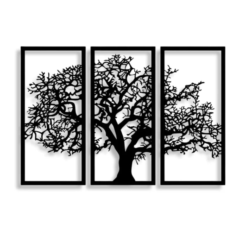 Wooden 3 Pieces Tree Wall Art Panel Frame