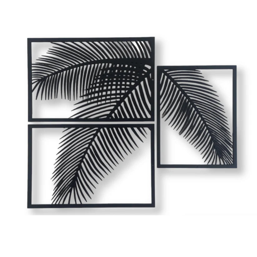 Wooden 3 Pieces Unique Leaf Wall Art Panel Frame