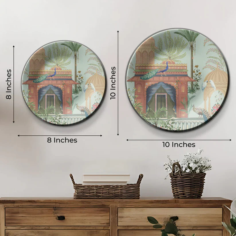 Set of 3 Royal Garden and Building Wall Plates Décor