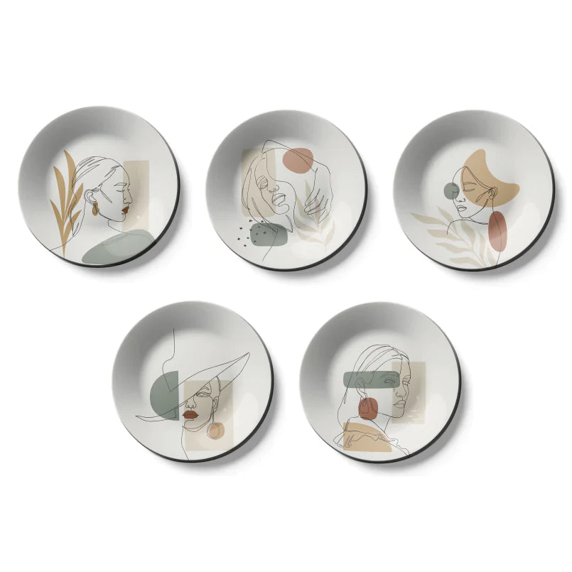 Set of 5 Boho Women Wall Plates Art Wall Decor