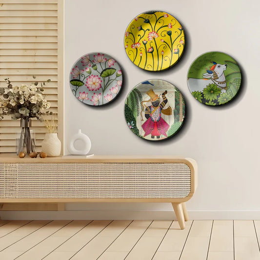 Set of 4 Pichwai Wall Plates Home Decor