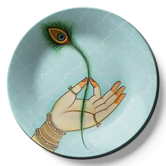 Peacock Feather Wall Plate Decor