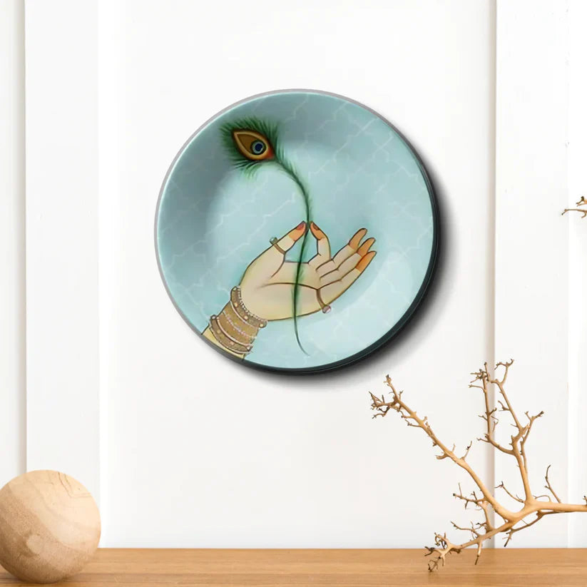 Peacock Feather Wall Plate Decor