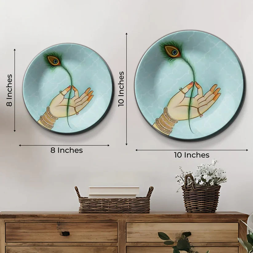 Peacock Feather Wall Plate Decor