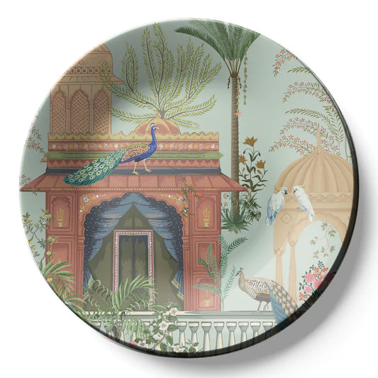 Peacock in Royal Garden Ceramic Wall Plate Home Decor