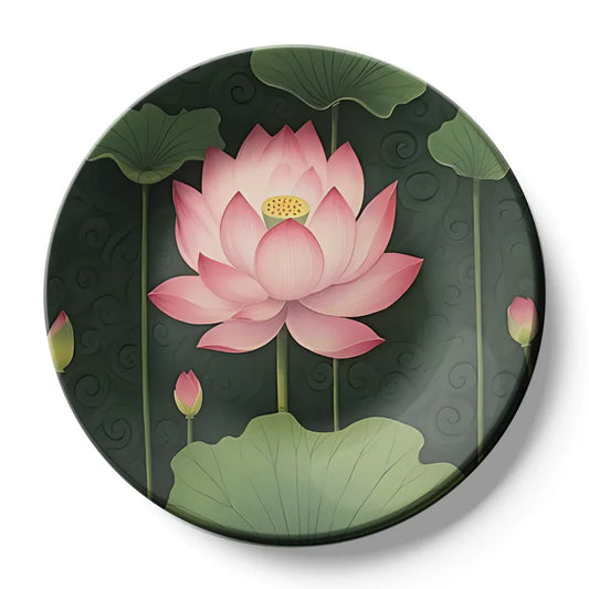 Pink Lotus Ceramic Wall Plate Home Decor